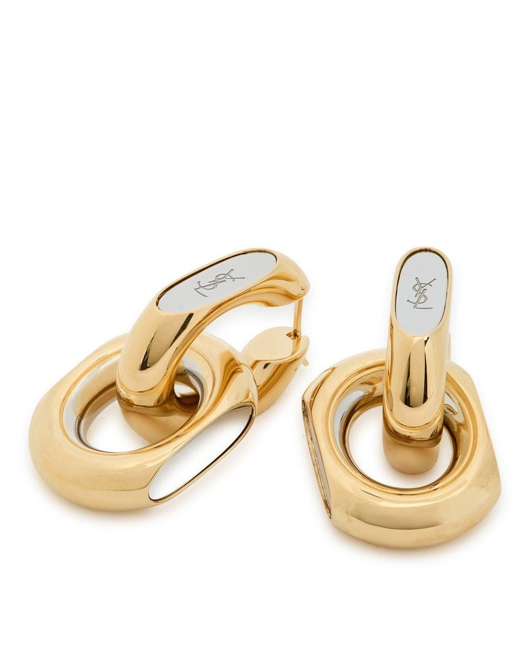 Saint Laurent Metallic Brass Drop Earrings