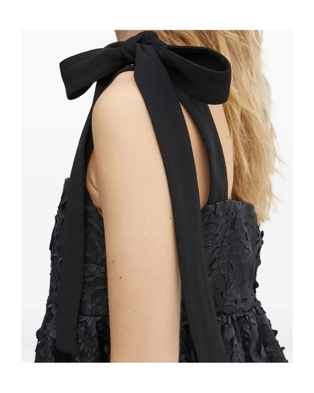 Stine Goya Black Floral-Embellished Bow-Detail Blouse
