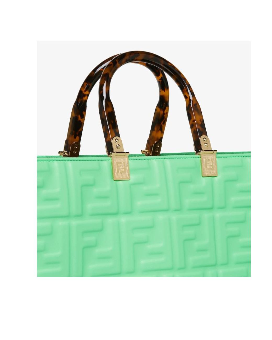 Fendi Green Monogram Embossed Tote Bag