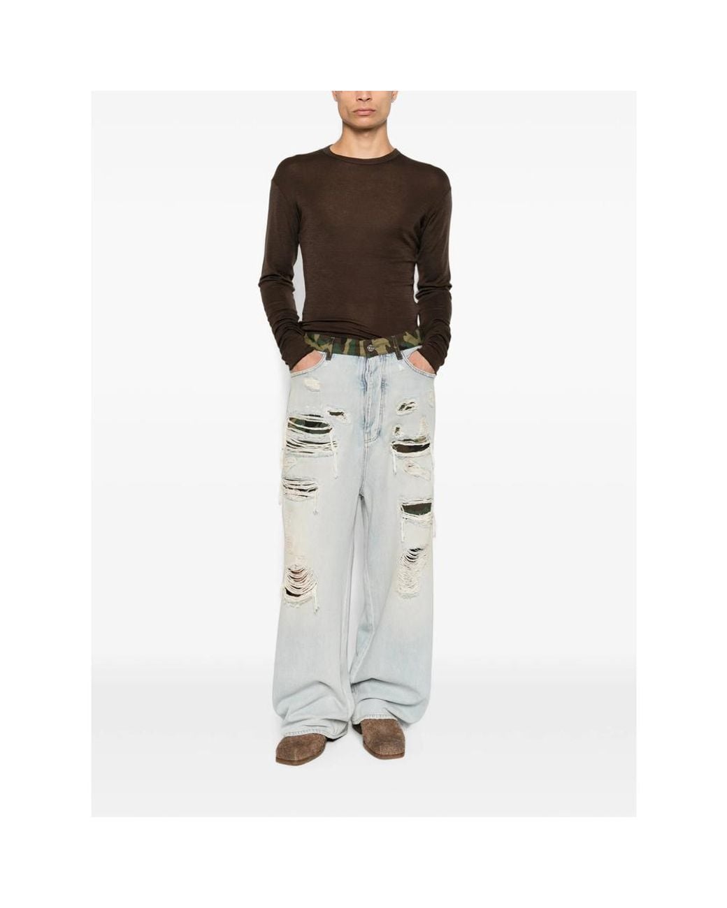 Amiri Gray Repaired Baggy Jeans for men