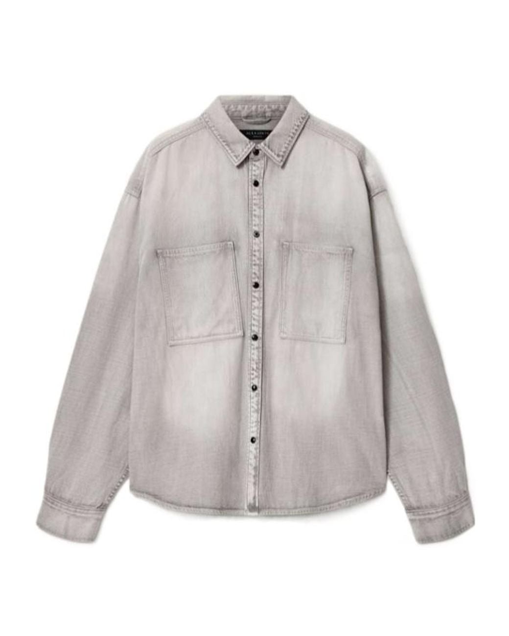 AllSaints Gray Al Oversized Denim Shirt for men