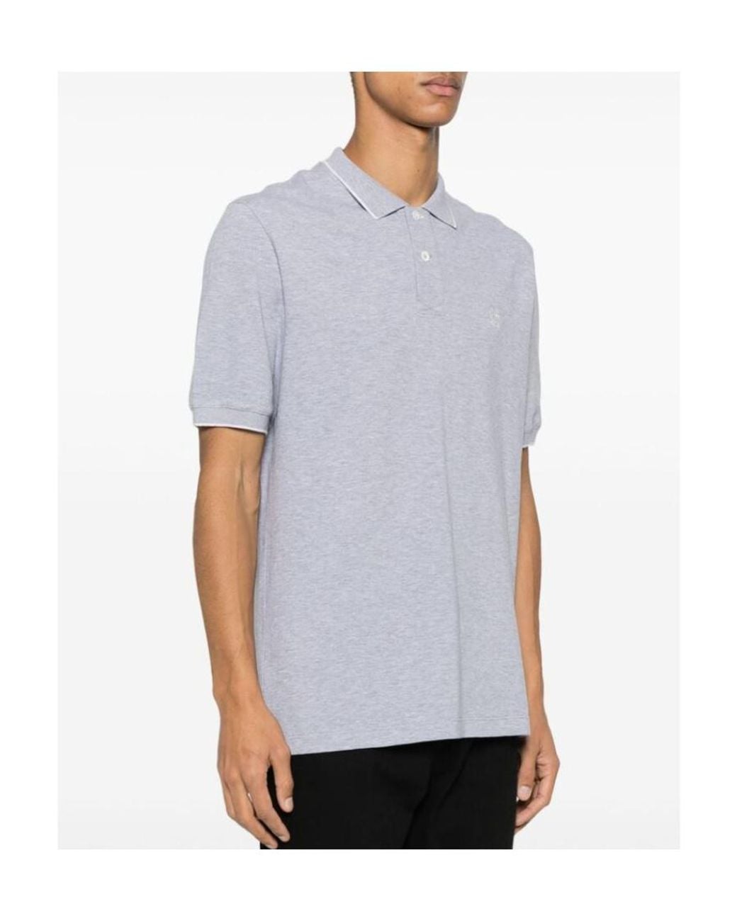 Brunello Cucinelli Blue Logo-Embroidered Short-Sleeved Polo Shirt for men