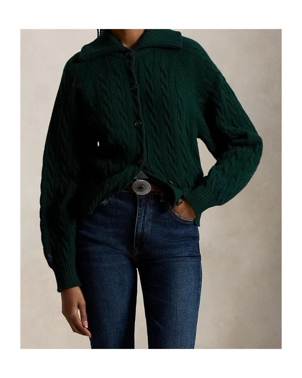 Polo Ralph Lauren Green Cable Knit Button Cardigan