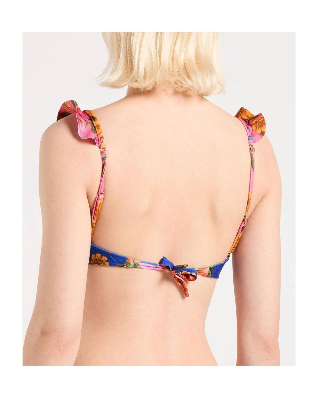Farm Rio Blue Floral Triangle Bikini Top