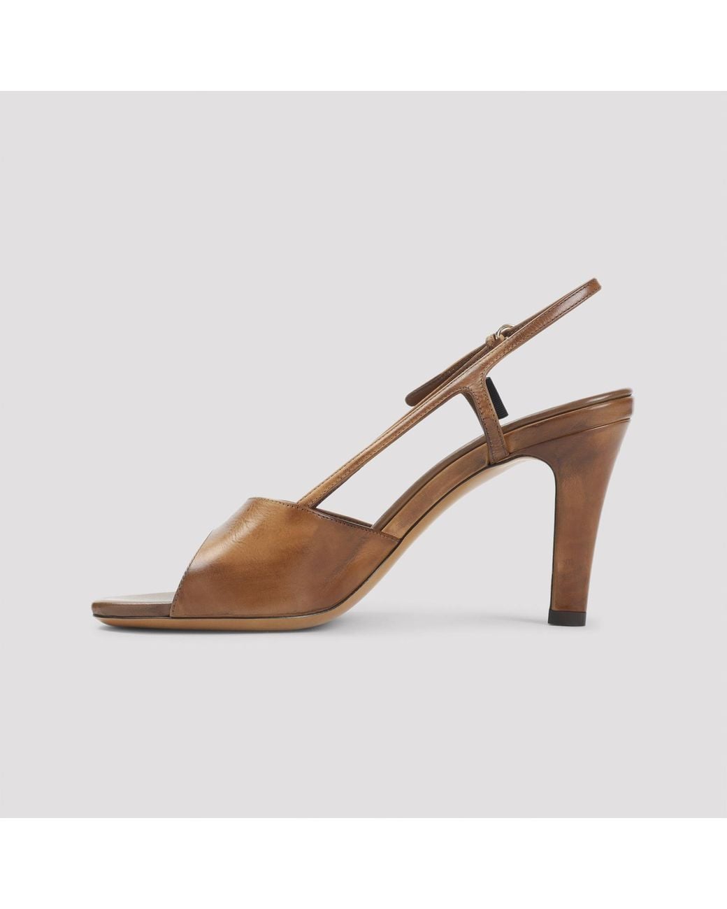 Miu Miu 85Mm Sling-Back Leather Sandals in Brown | Lyst