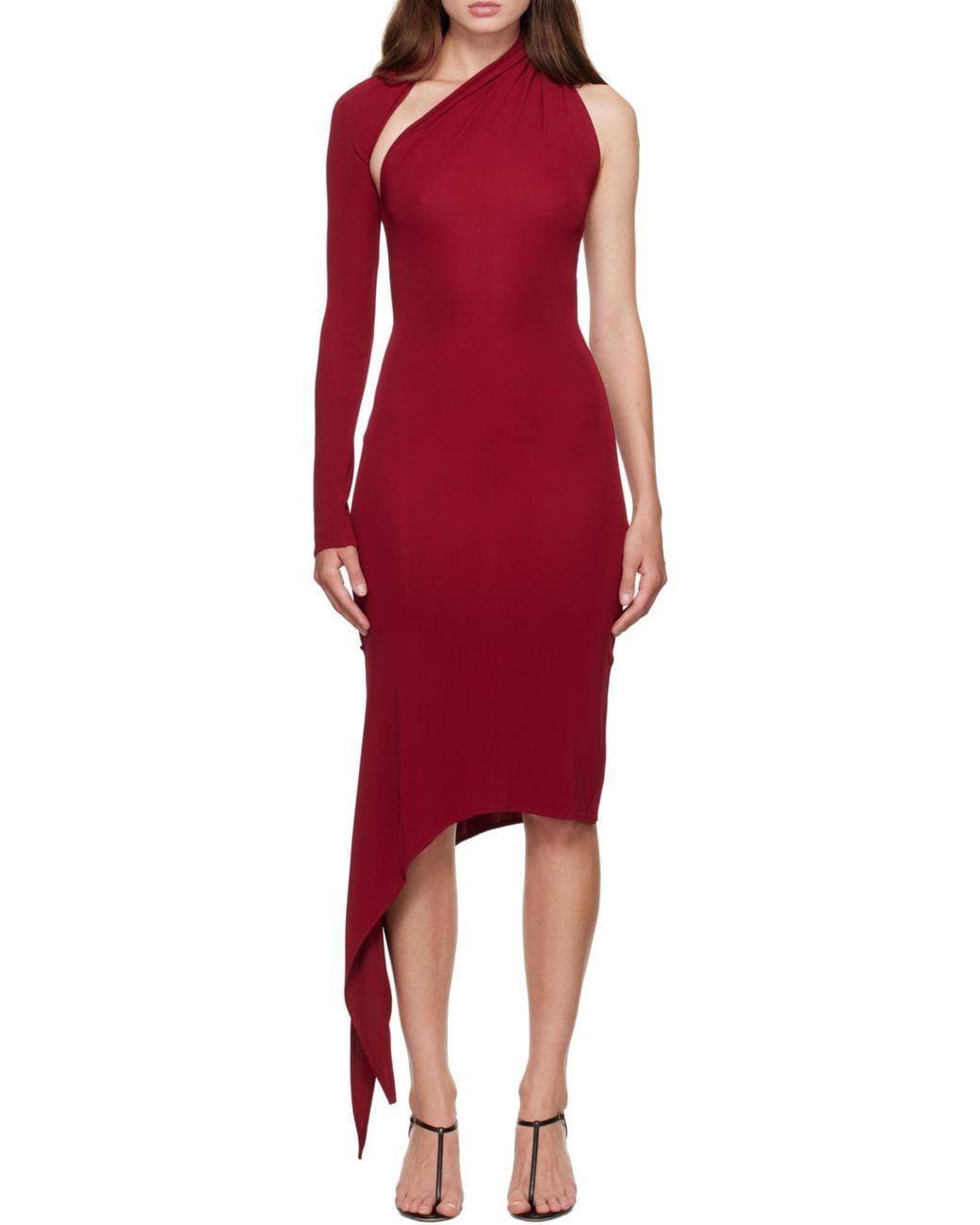 Courreges Red Slash Crepe Maxi Dress