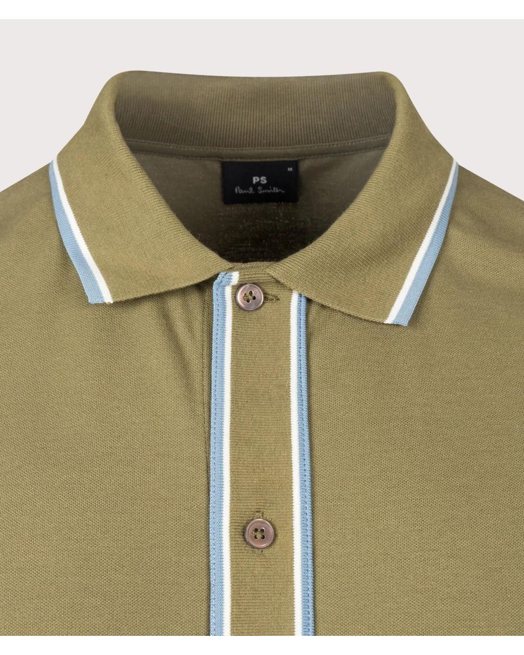 Paul Smith Green Striped-Trim Polo Shirt for men