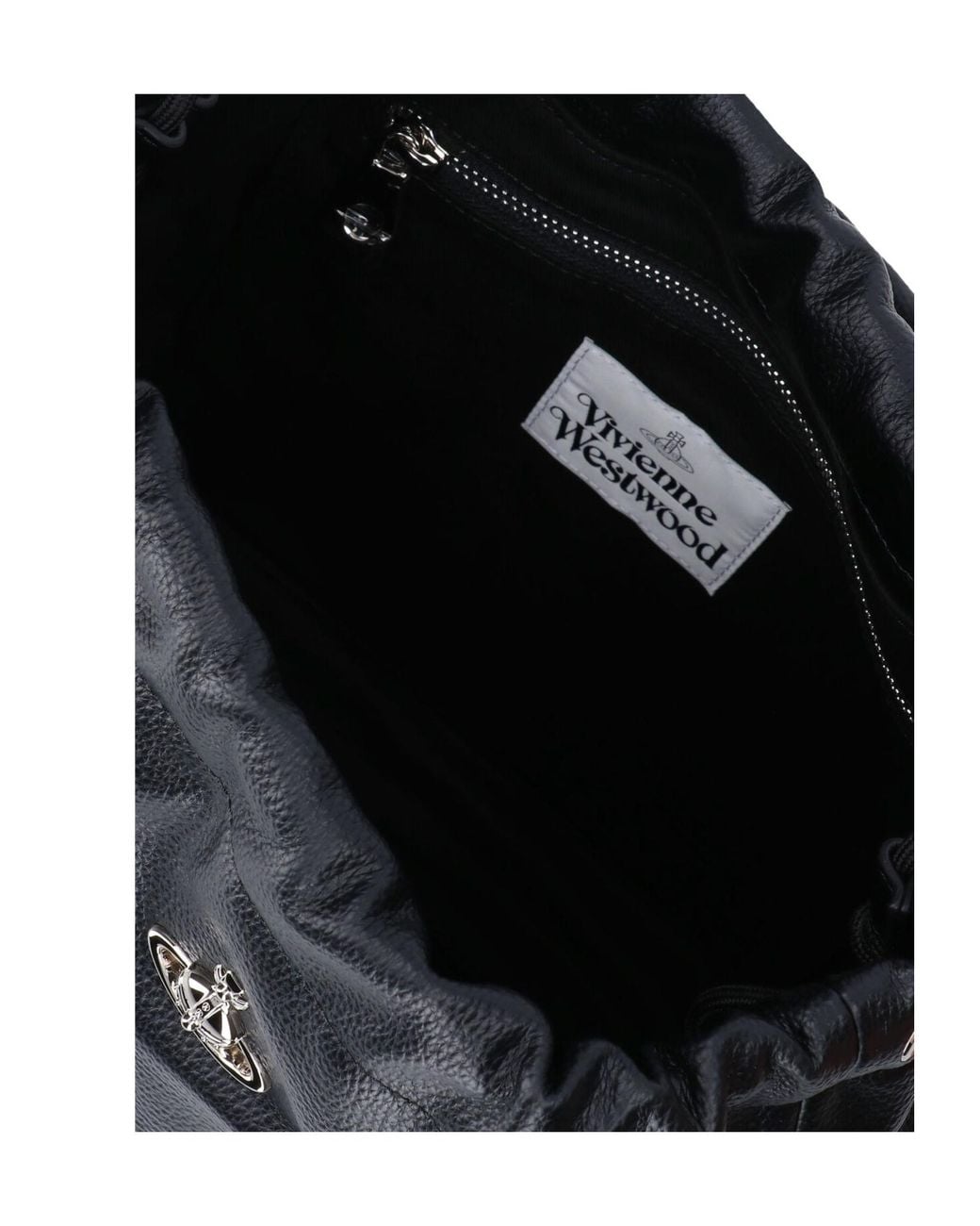 Vivienne Westwood Black Orb Plaque Drawstring Tote Bag
