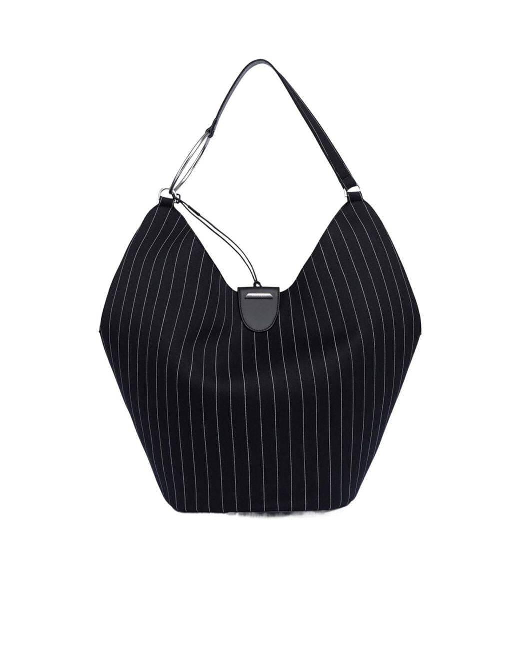 Dondup Black Large Pinstripe-Pattern Shoulder Bag