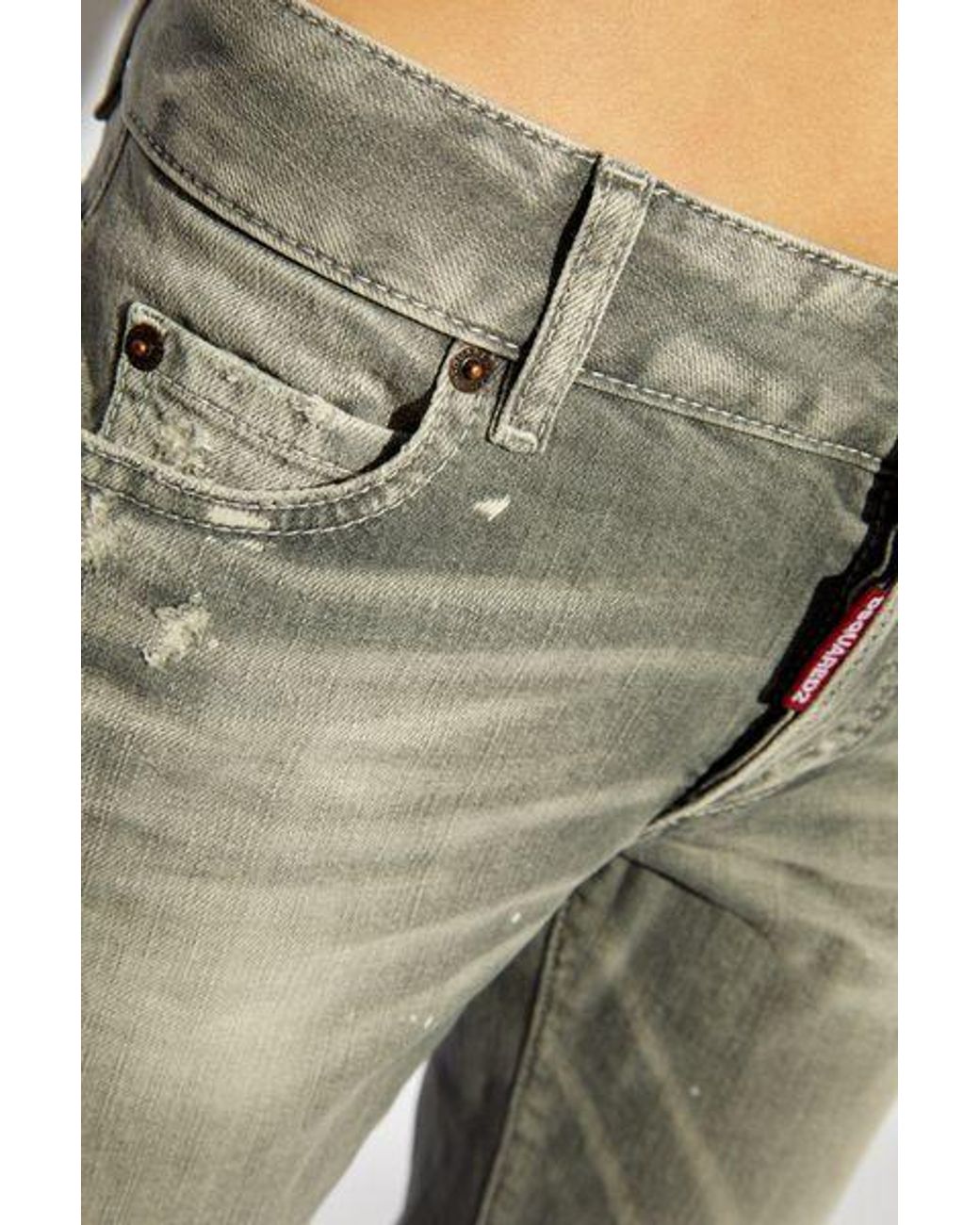 DSquared² Green Distressed Straight-Leg Jeans