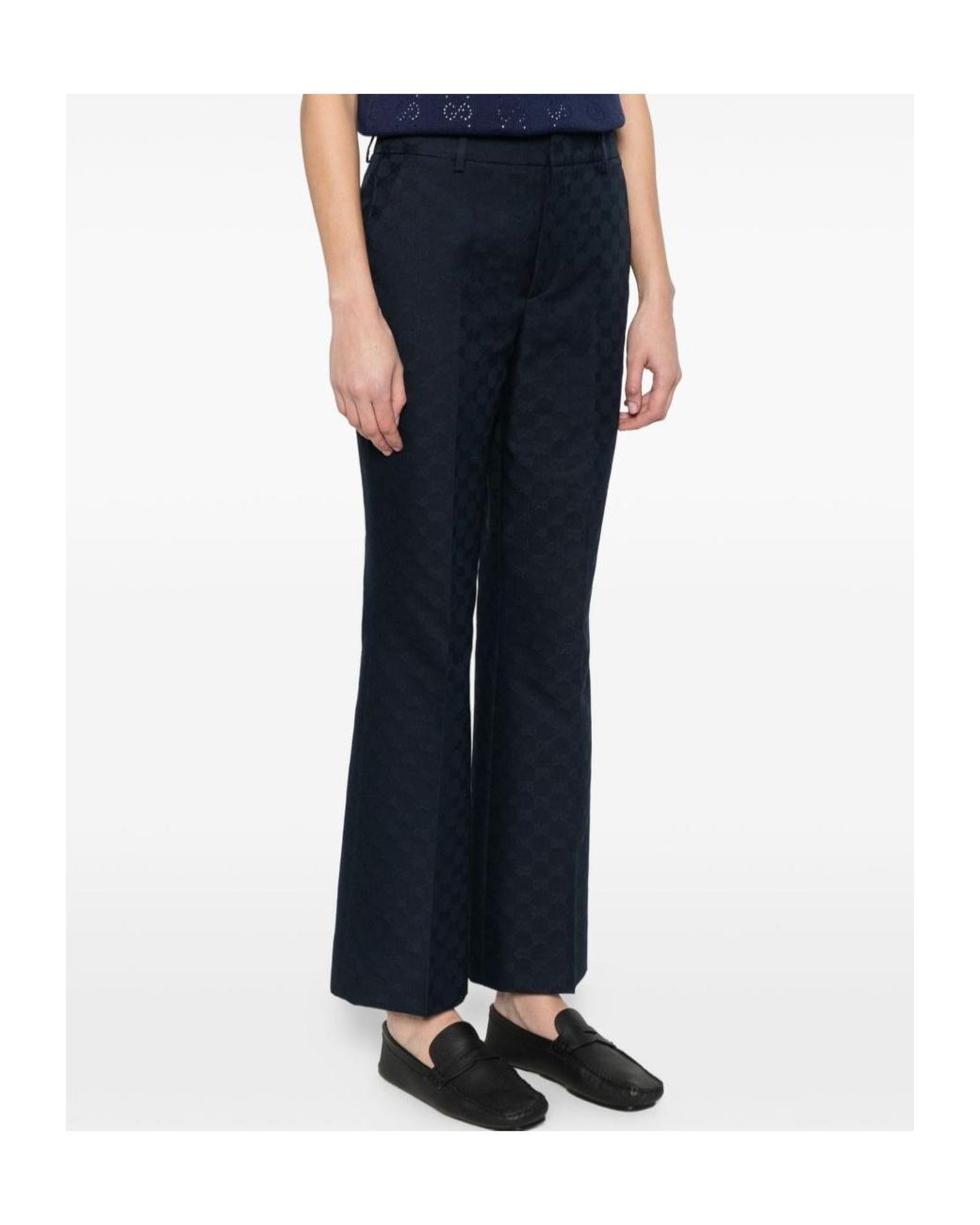 Gucci Blue Jacquard Tailored Trousers