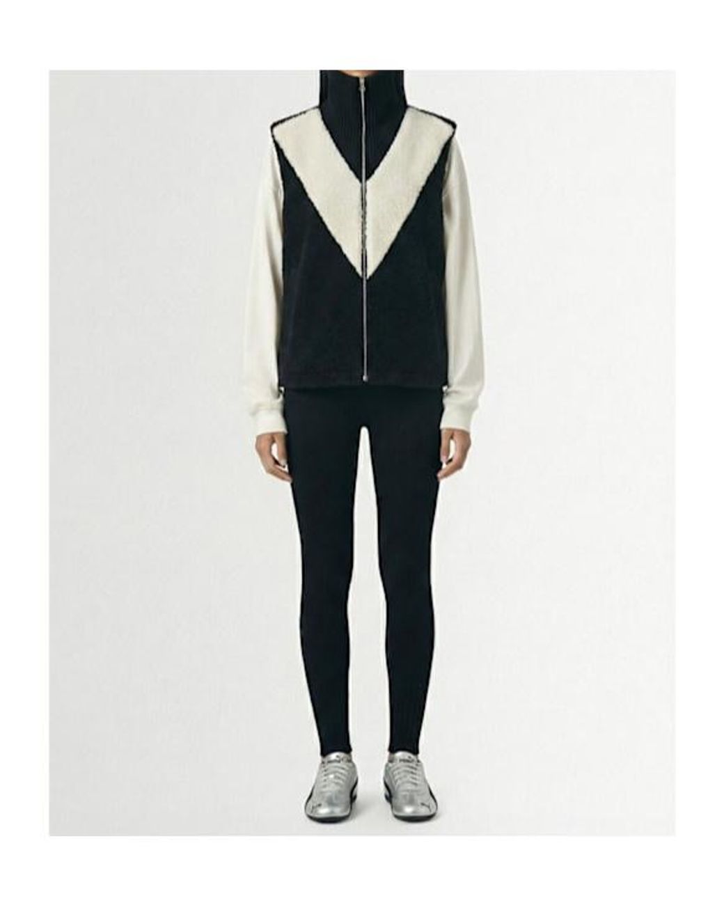 Varley Black High-Necked Zip-Up Vest