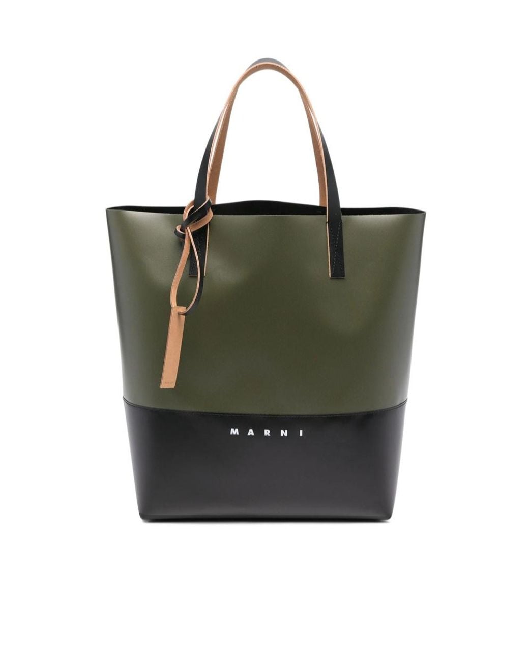Marni Green Tribeca Logo Detailed Tote Bag