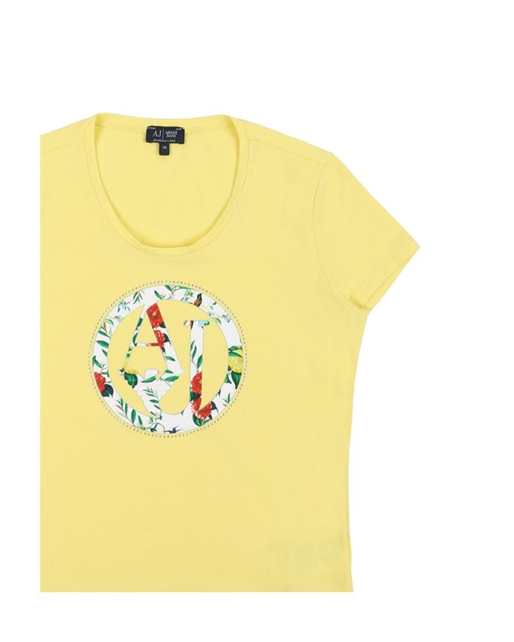 Armani Jeans Yellow Crew Neck Graphic T-Shirt