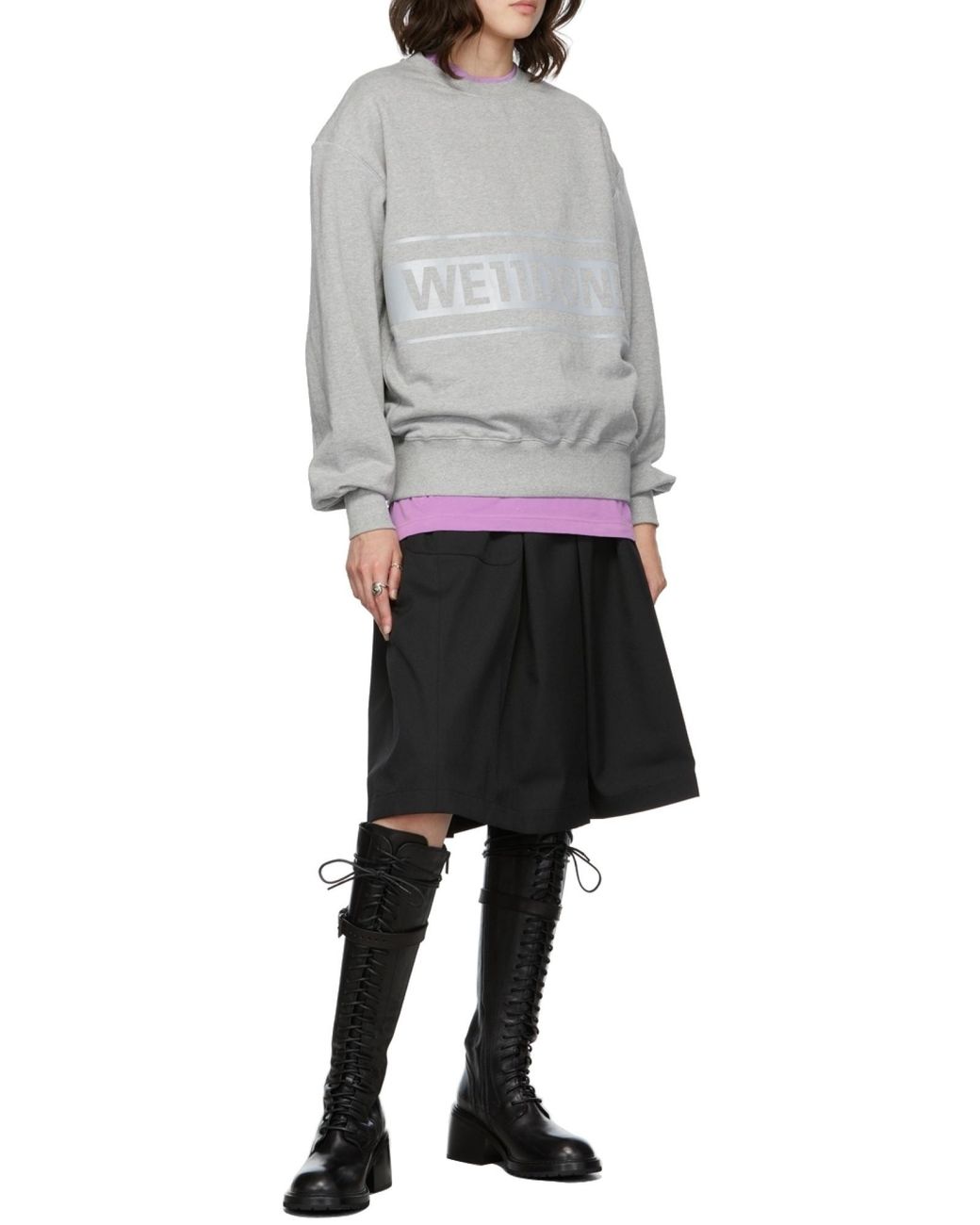 we11done Gray Logo Print Sweatshirt for men