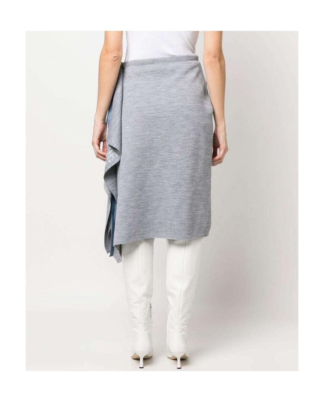 Fendi Gray Asymmetrical Hem Midi Skirt