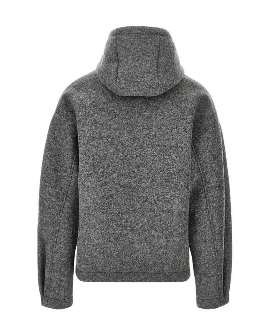 Herno Gray Hooded Zip-Up Jacket for men