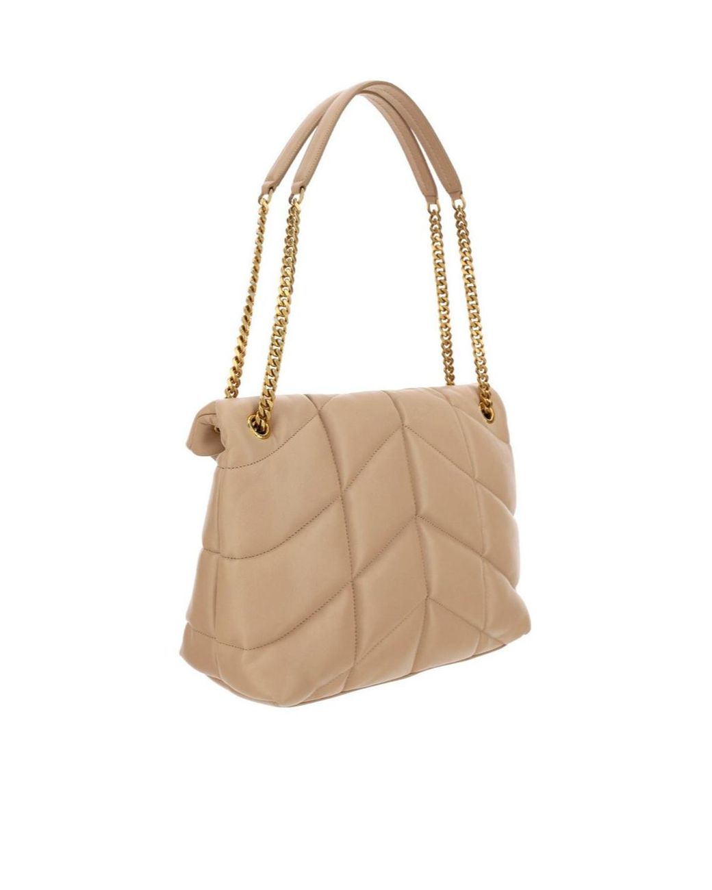 Saint Laurent Natural Loulou Puffer Quilted Shoulder Bag