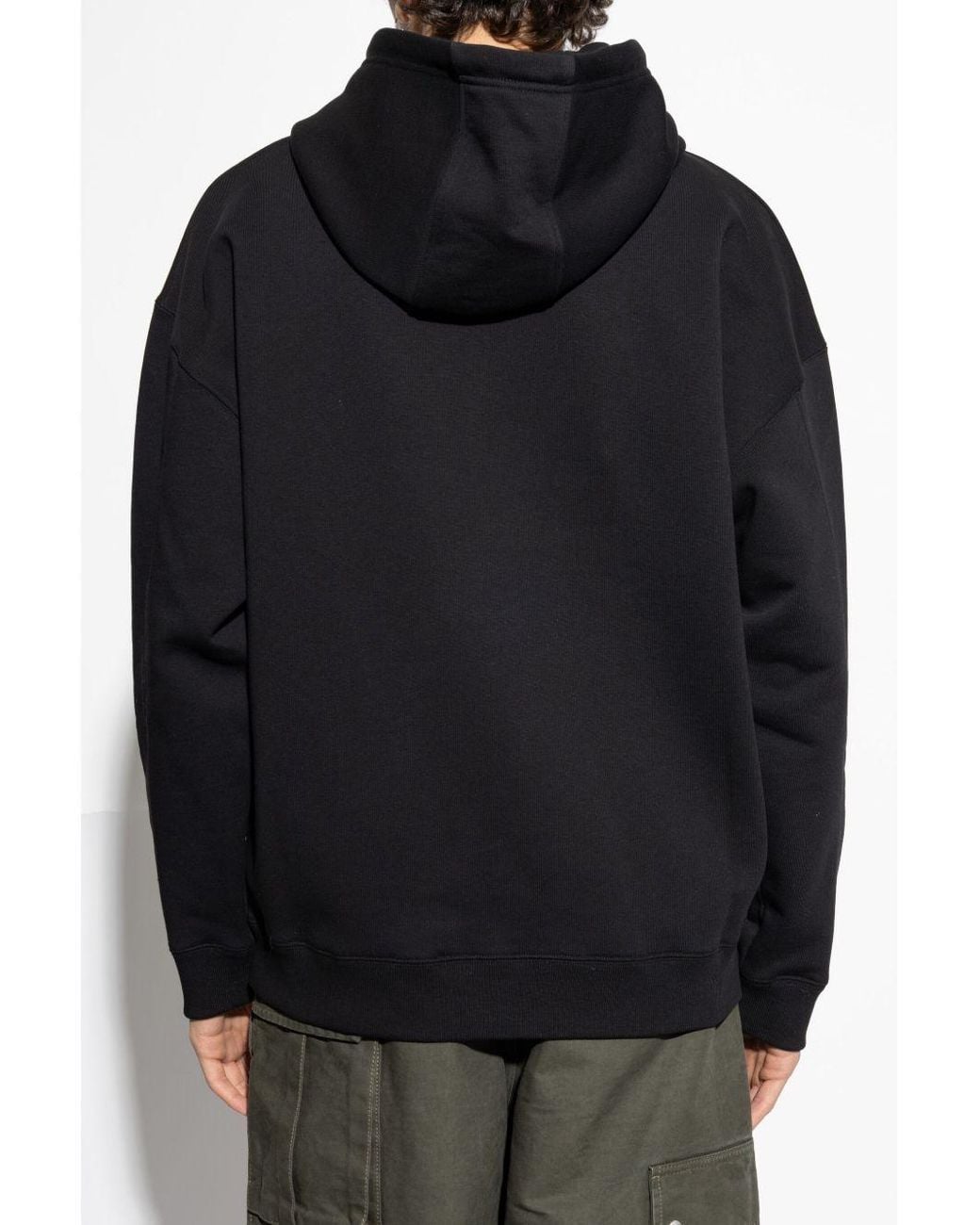 Loewe Black Long-Sleeved Drawstring Hoodie for men
