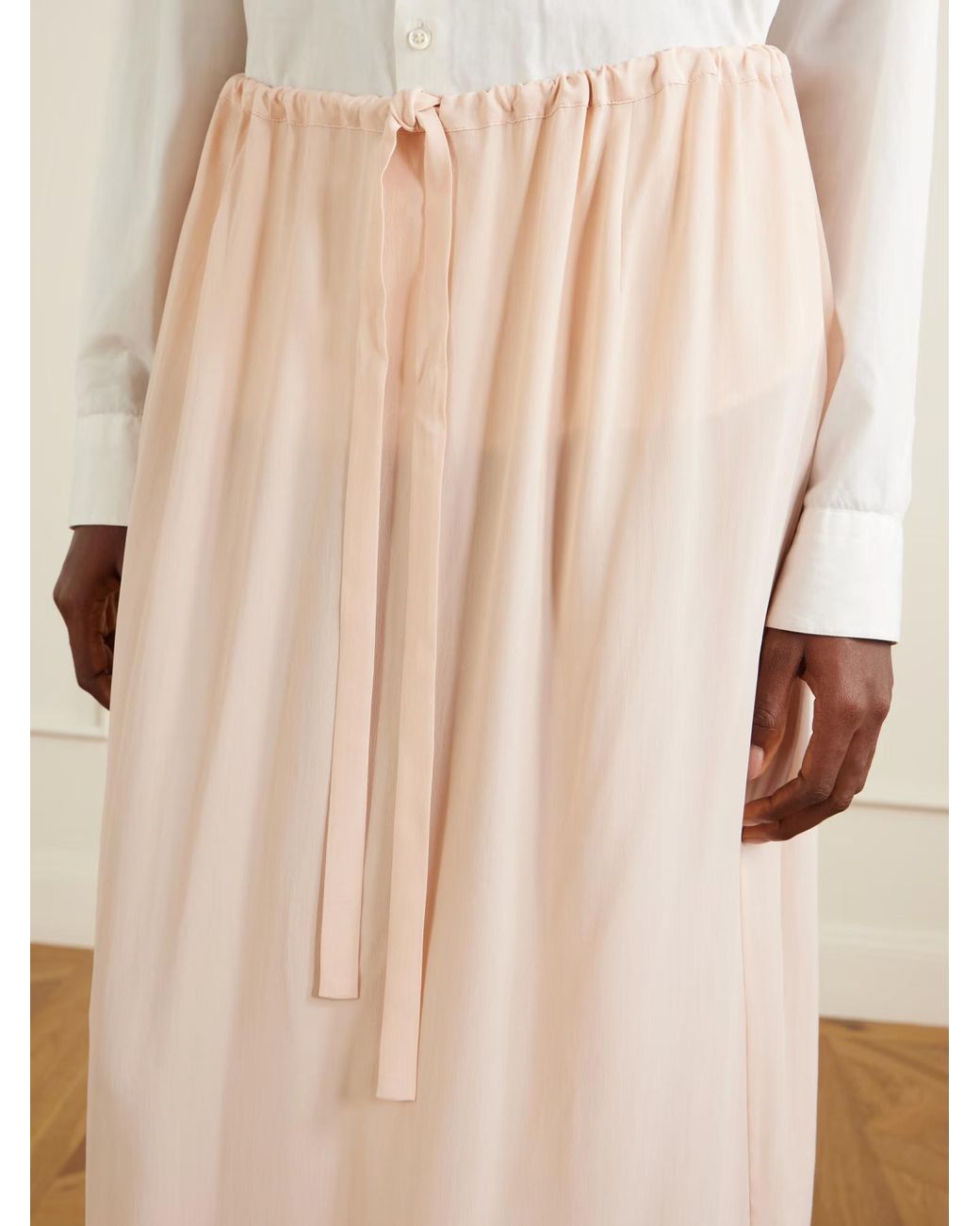Totême Natural Drawstring-Waist Midi Skirt