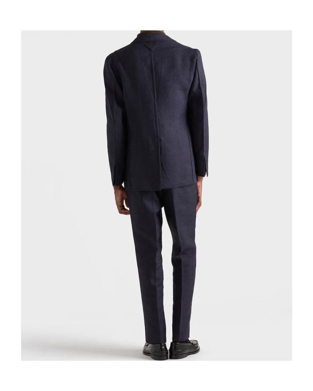 Prada Blue Single-Breasted Linen Blend Jacket for men