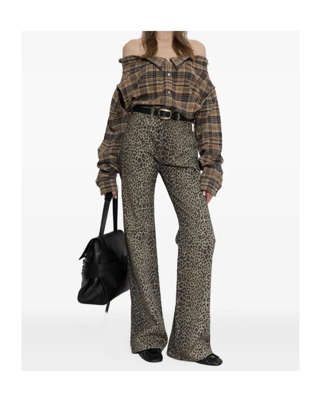 R13 Gray Leopard-Print Jane Jeans