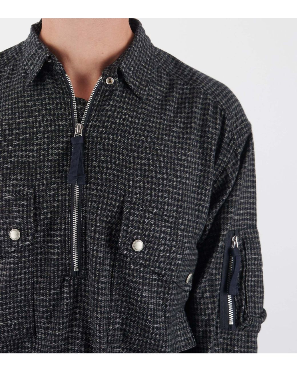 Comme des Garçons Gray Long-Sleeved Plaid Shirt for men