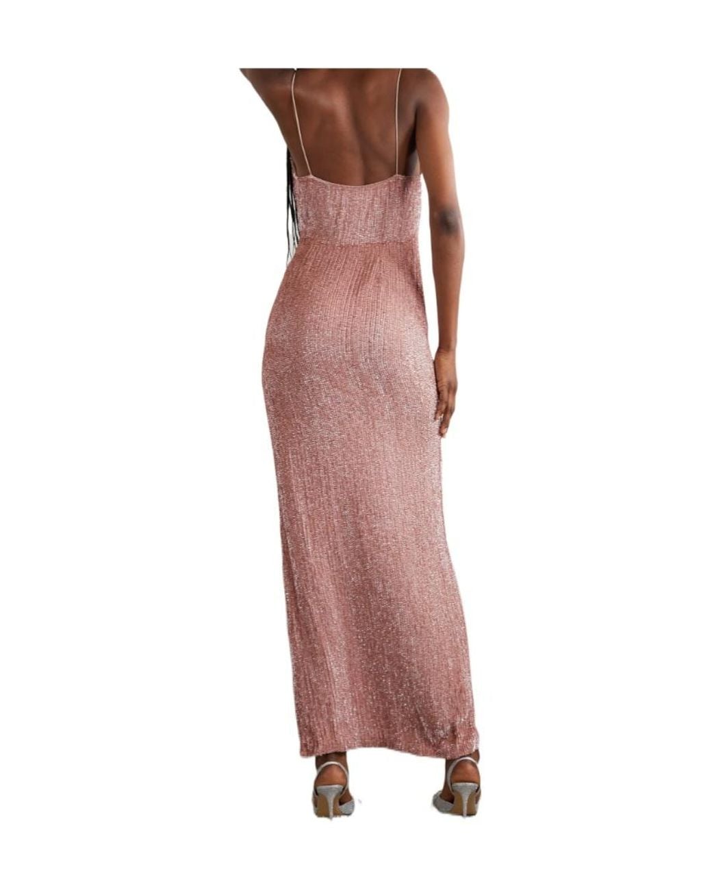 retroféte Pink Katya Draped Sequined Chiffon Gown