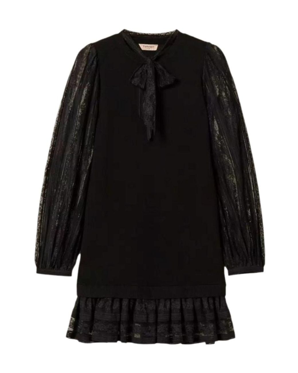 Twinset Black Lace Sleeve Mini Dress