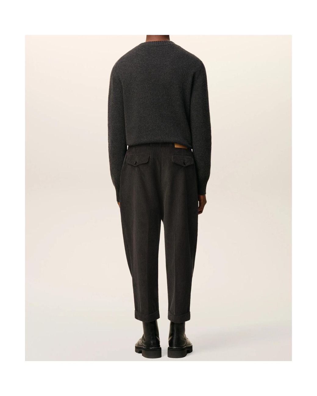 AMI Black Pleated Cuffed Trousers for men
