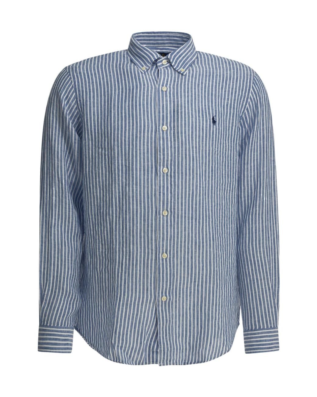 Polo Ralph Lauren Blue Logo Detailed Striped Shirt for men