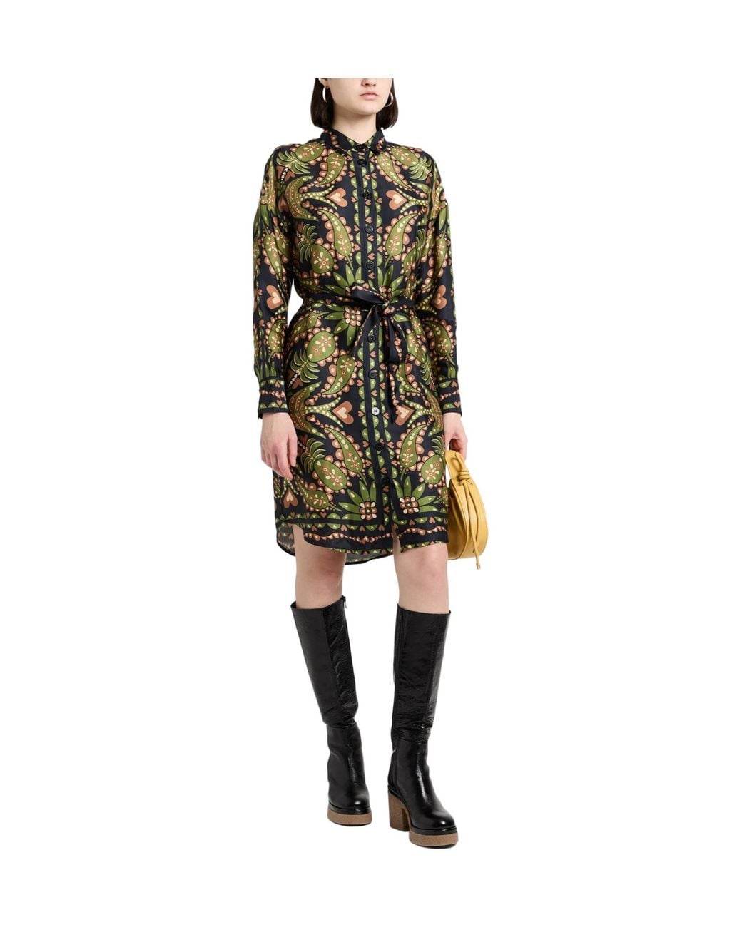 Farm Rio Green Floral Print Shirt Dress