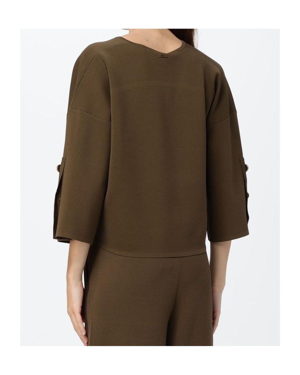 Max Mara Brown V-Neck Cropped Jumper