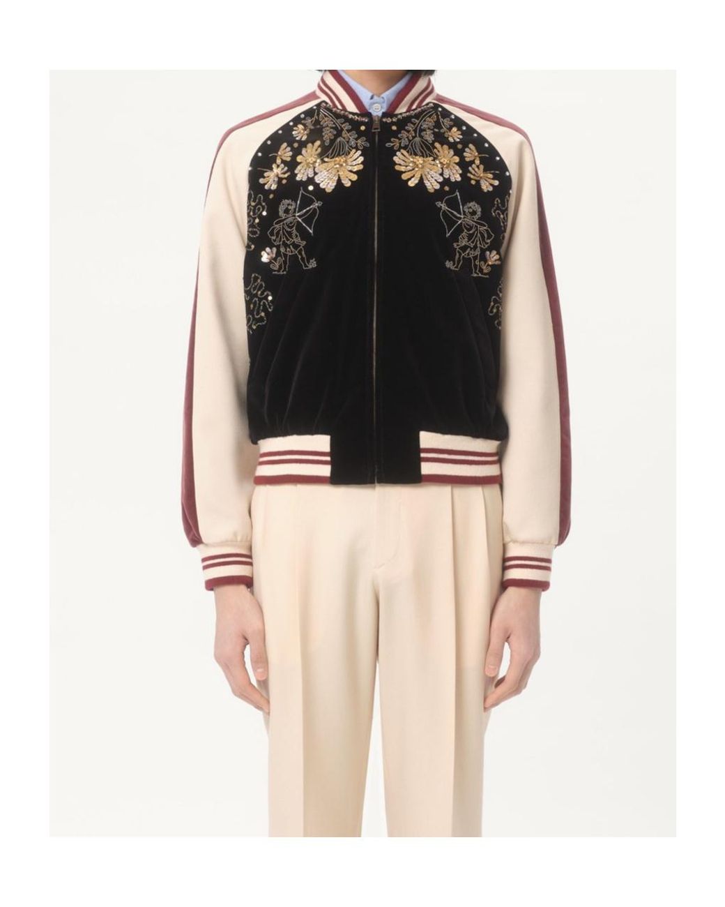 Valentino Black Embroidered Zip-Up Jacket for men