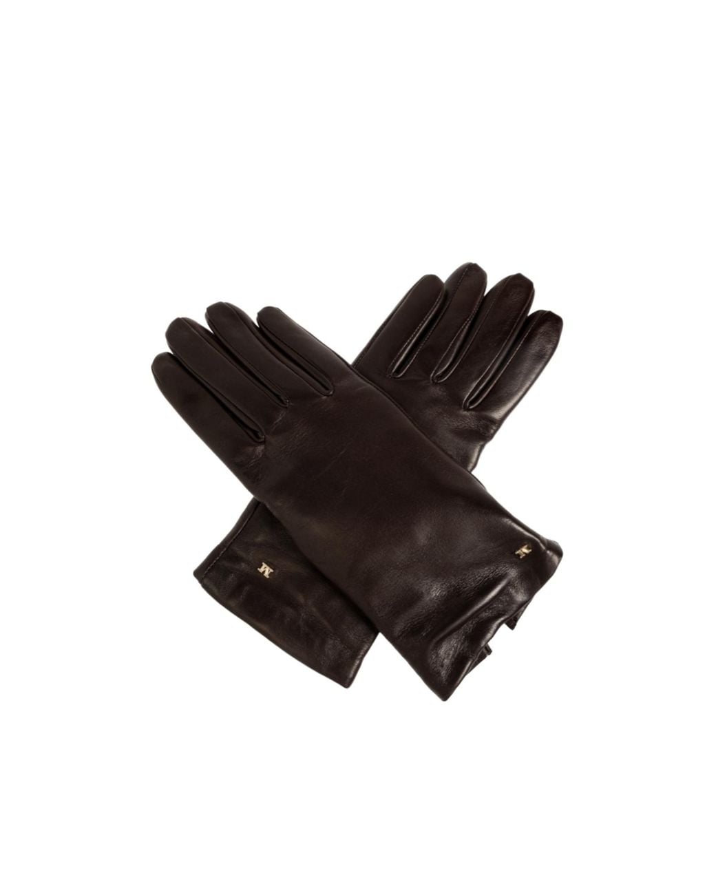 Max Mara Black Spalato Logo-Plaque Leather Gloves