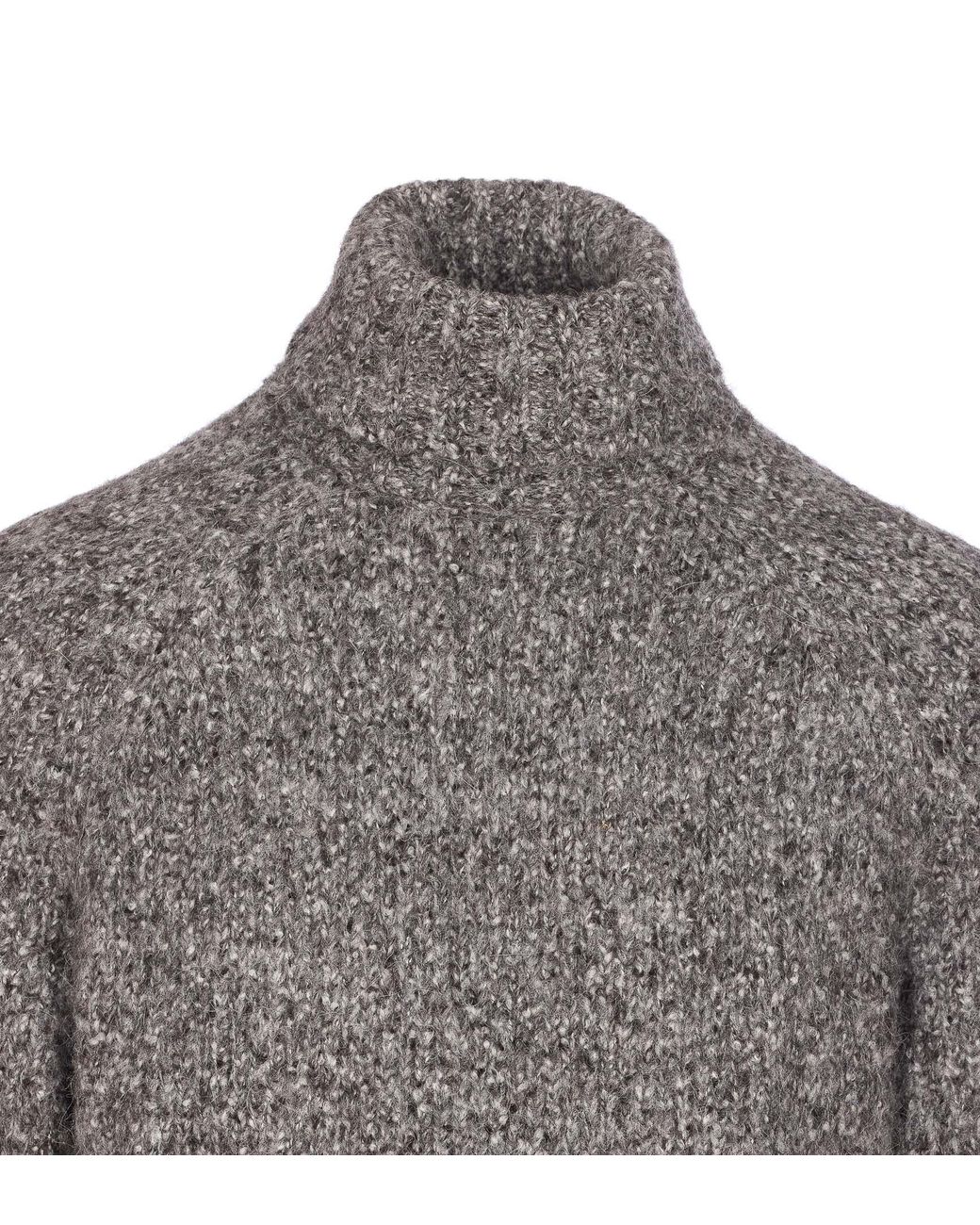 Brunello Cucinelli Gray Roll Neck Long-Sleeved Jumper for men