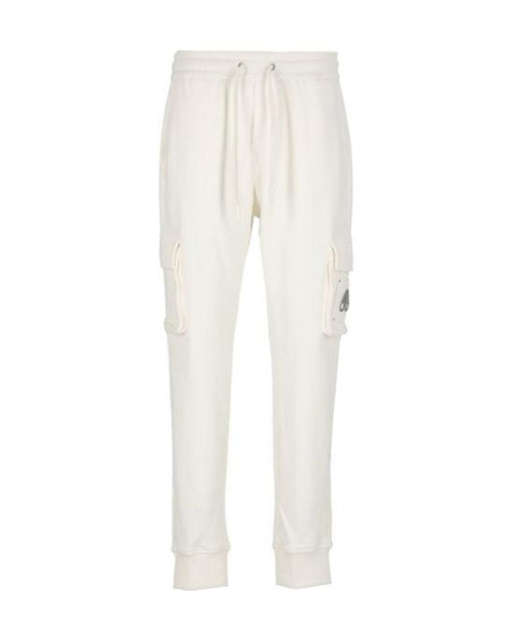 Moose Knuckles White Logo Plaque Drawstring Cargo Pants for men