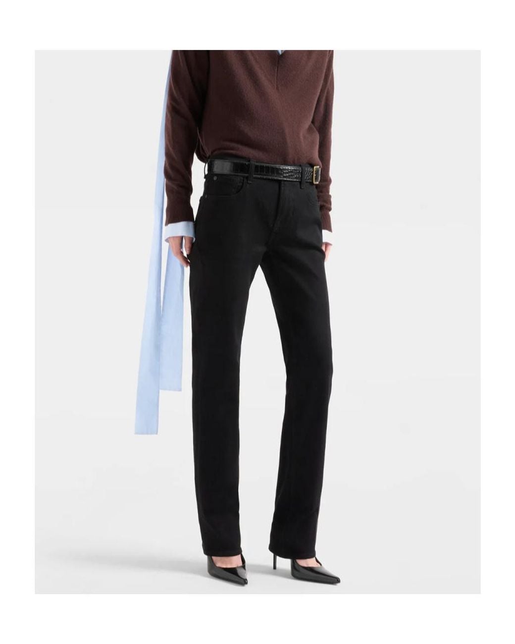 7 For All Mankind Black The Slim Straight-Leg Jeans