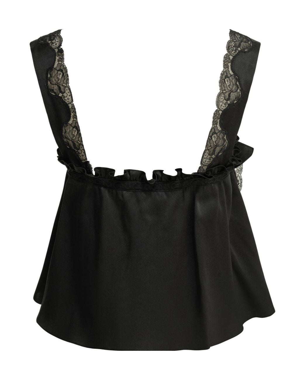 Chloé Black Lace-Trim Ruffled Top