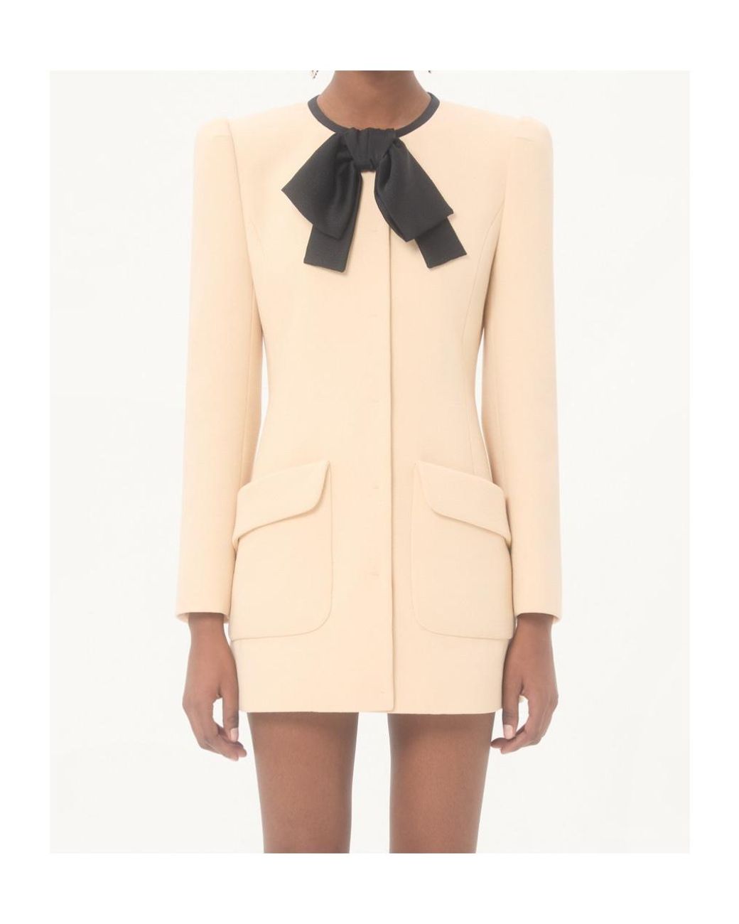 Valentino Natural Bow Detailed Caban Coat