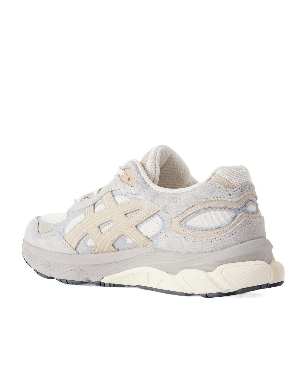 Asics White Suede-Trimmed Lace-Up Mesh Sneakers