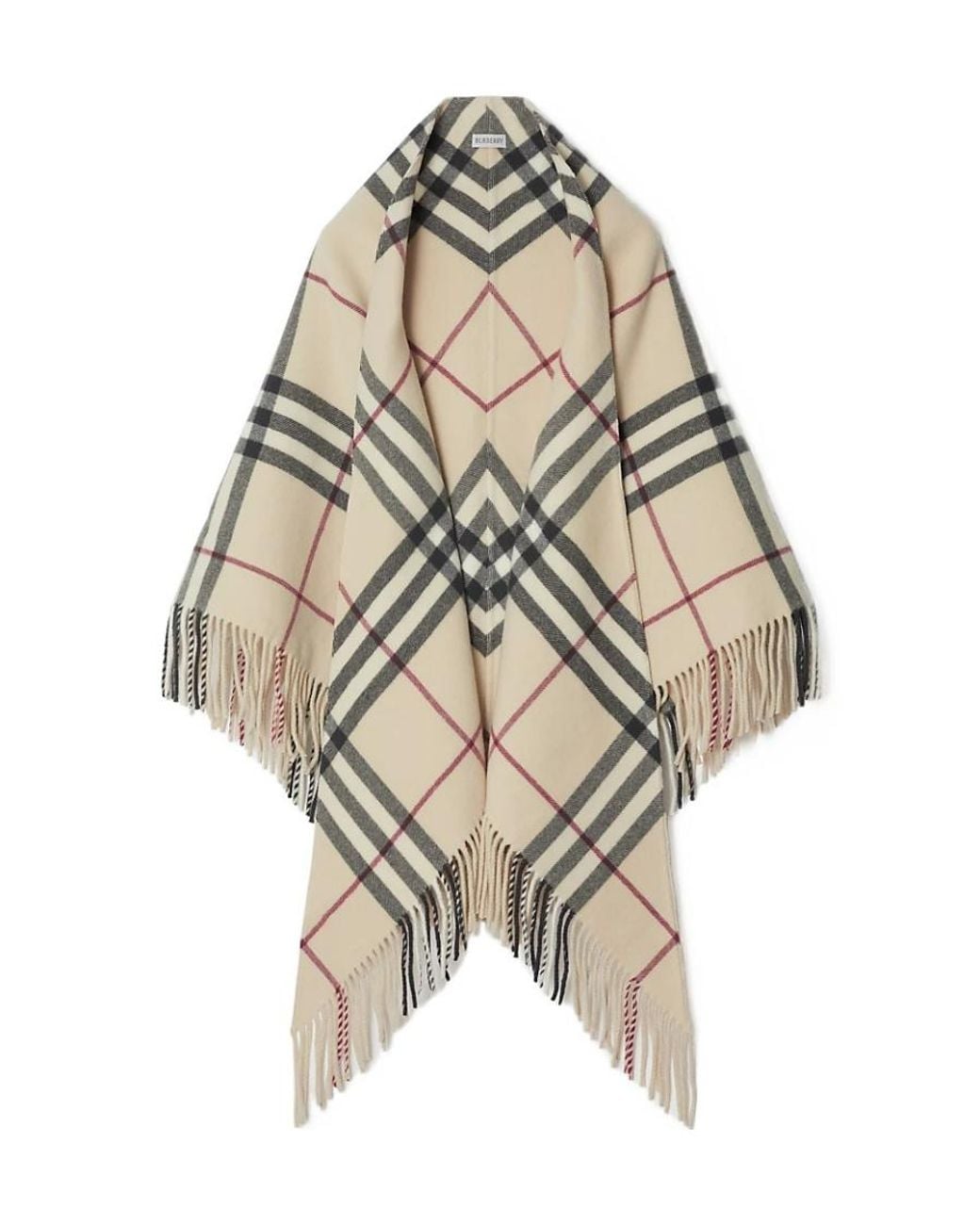 Burberry Metallic Vintage-Checked Fringed Cape