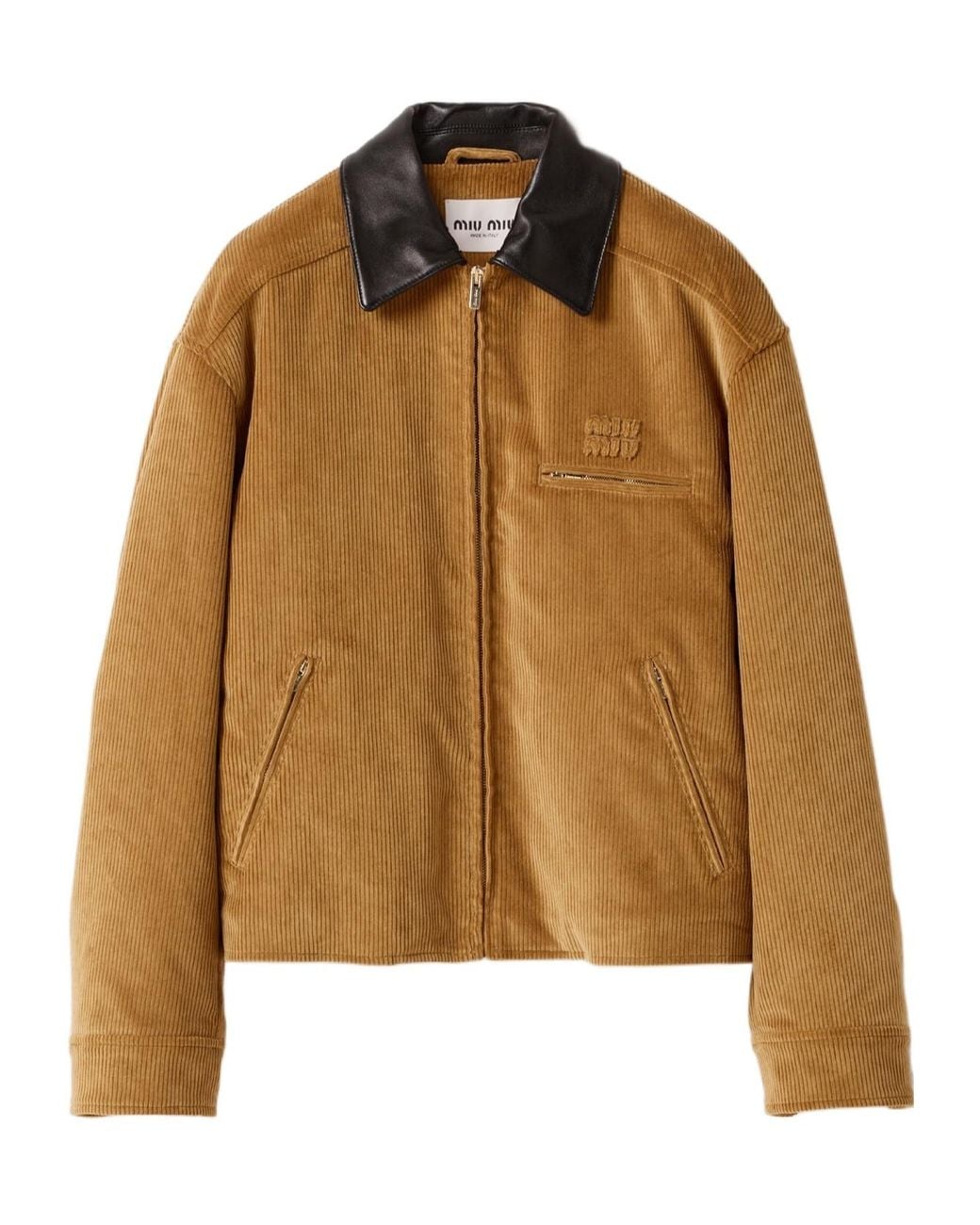 Miu Miu Brown Logo-Detailed Zipped Jacket
