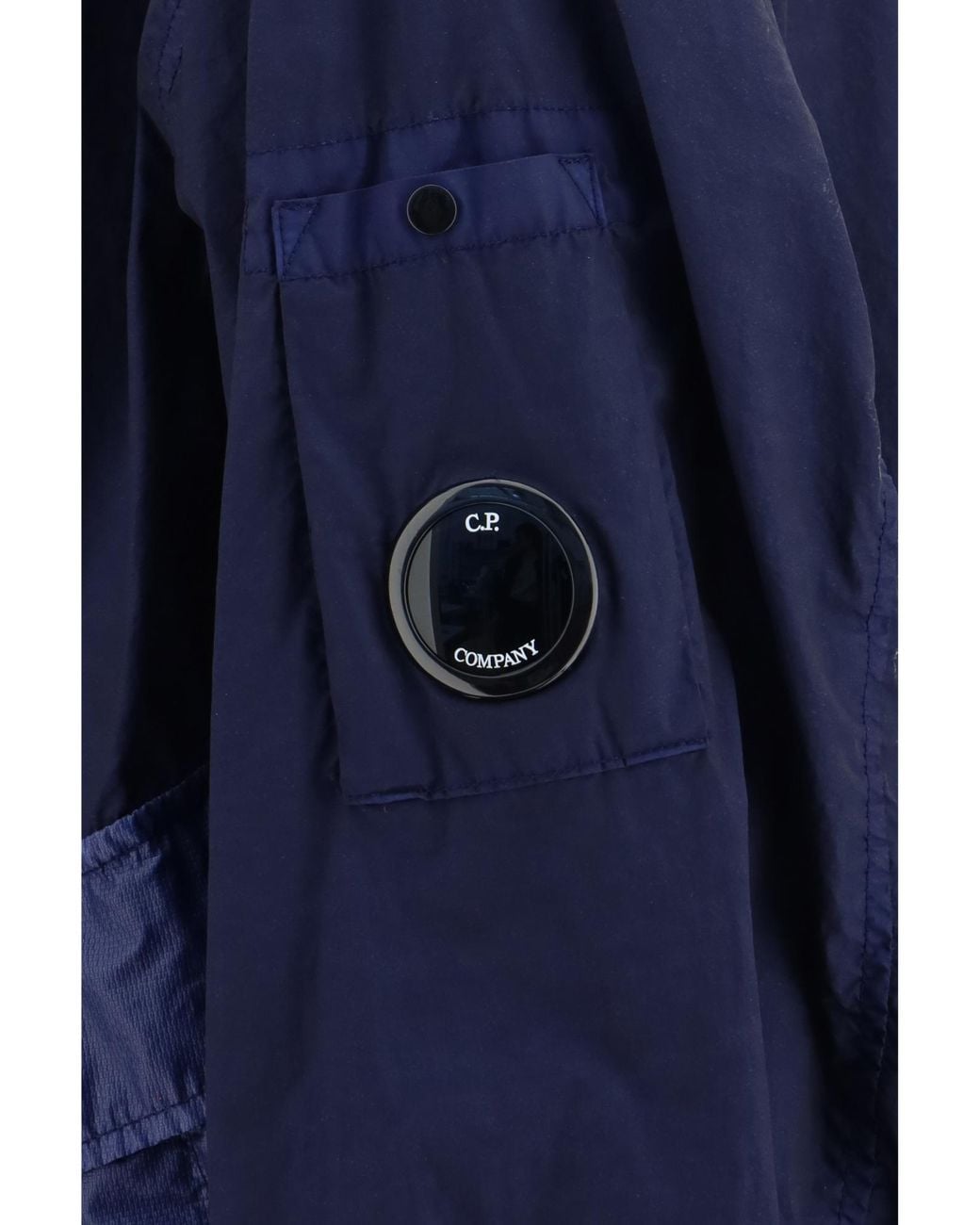 C P Company Blue Bi-Tm Mixed Lens Bomber Jacket for men