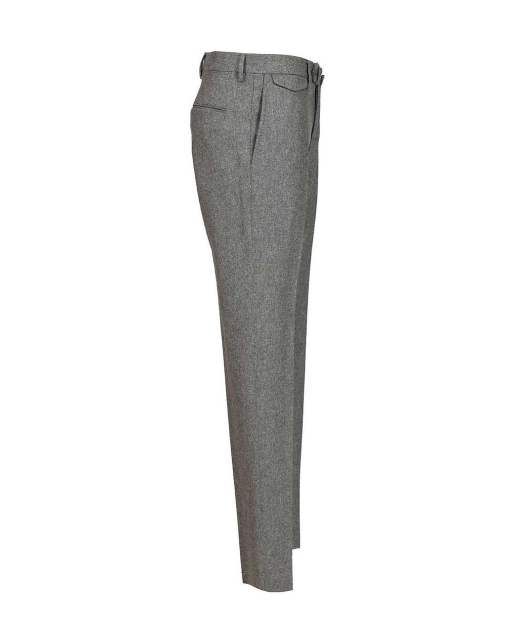 Tagliatore Gray Pleated Flannel Pants for men