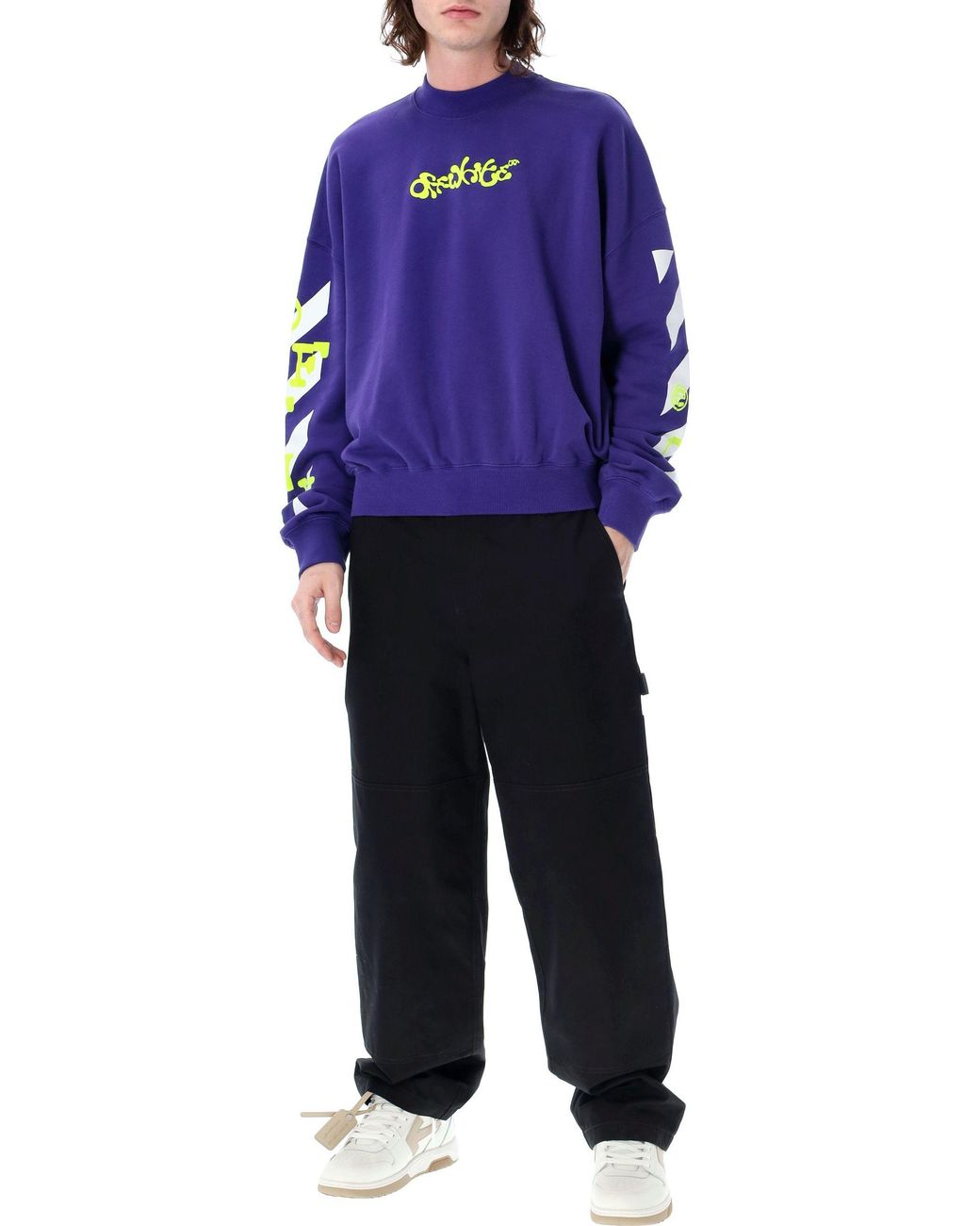 Off-White c/o Virgil Abloh Blue Logo-Print Long-Sleeve Sweatshirt for men