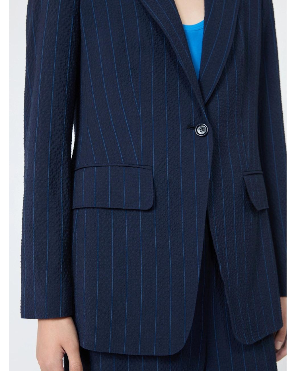 Max Mara Blue Long-Sleeved Suit Jacket