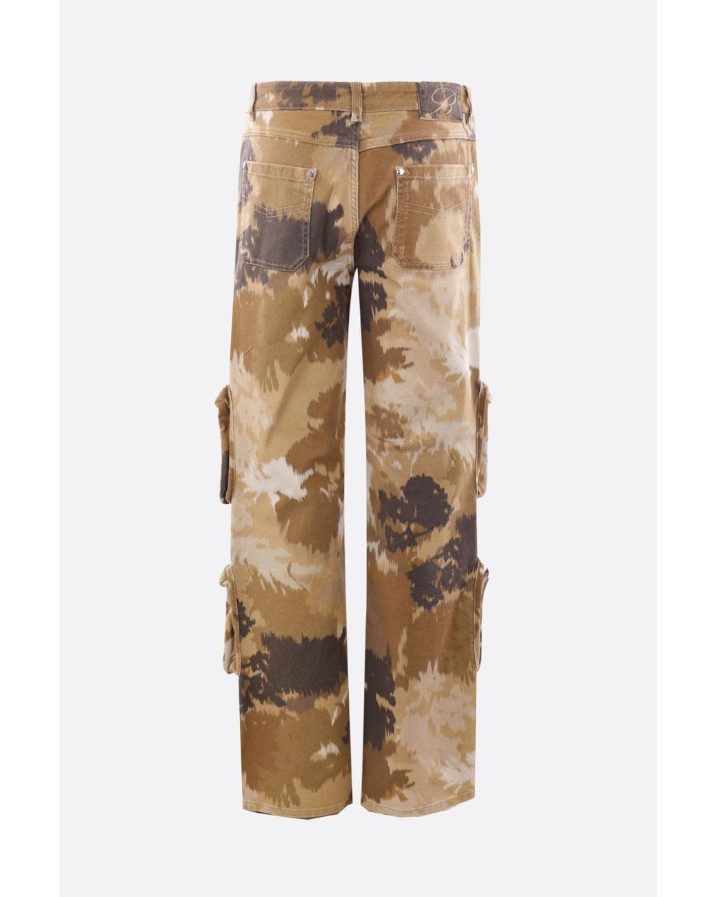 Blumarine Natural Camouflage Printed Straight Leg Cargo Jeans