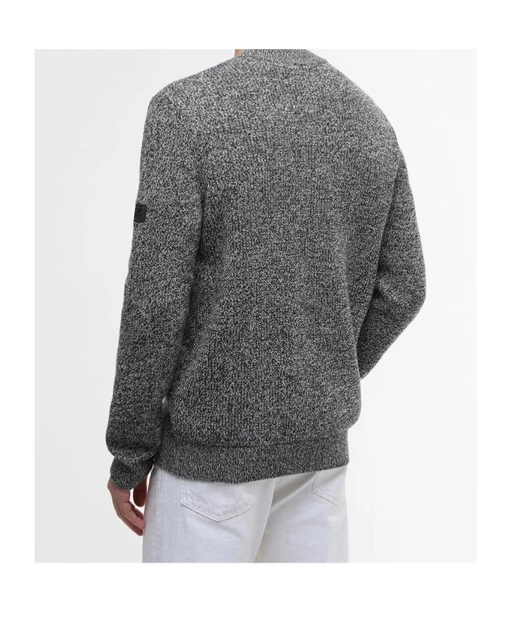 Barbour Gray Declan Yarn Twist Crew Neck Jumper for men
