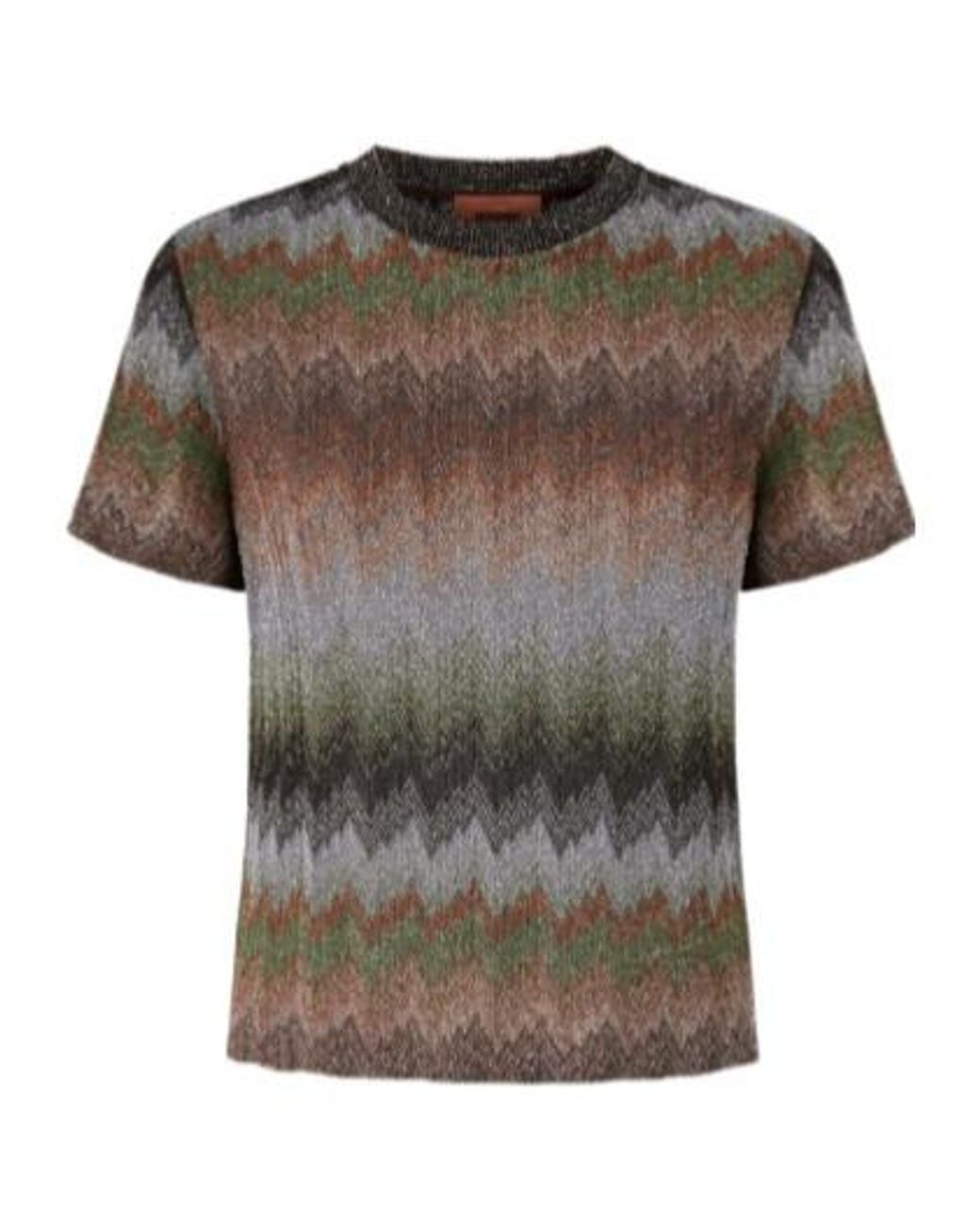 Missoni Gray Snake-Pattern Viscose Lamé Crewneck T-Shirt